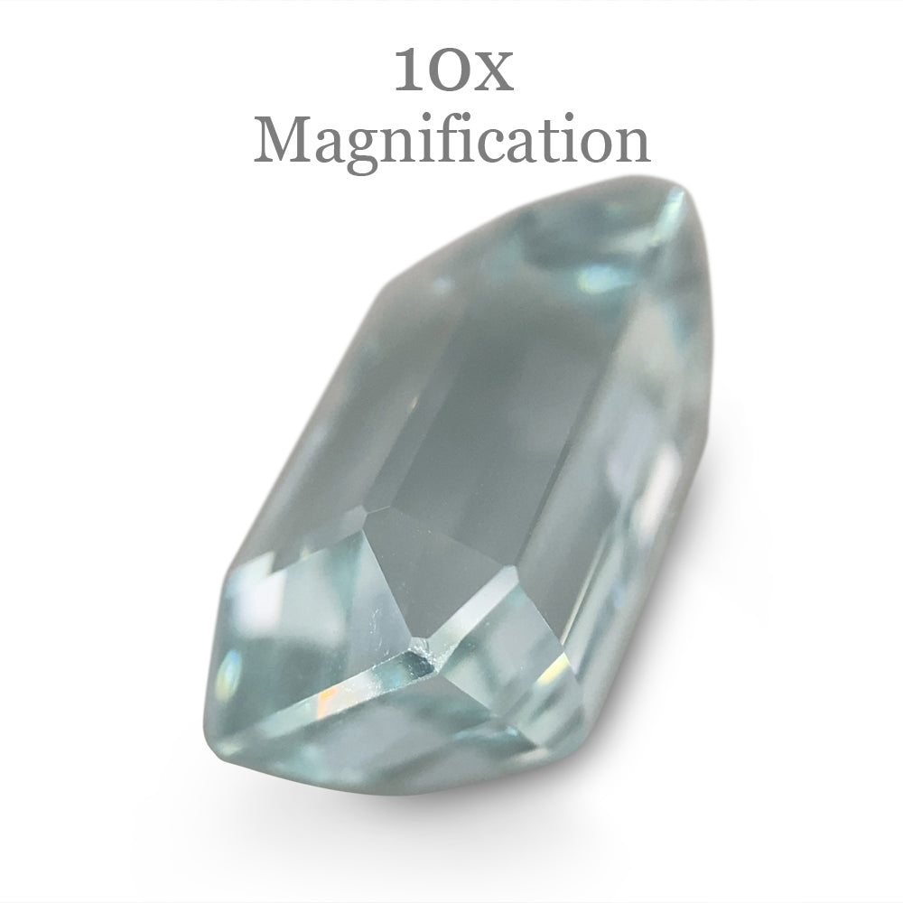 SkyJems 7.8ct Brazilian Aquamarine, very light blue emerald-cut gemstone, natural unheated beryl from premium gem collection