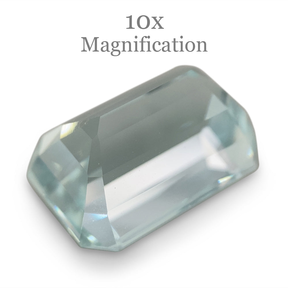 SkyJems 7.8ct Brazilian Aquamarine, very light blue emerald-cut gemstone, natural unheated beryl from premium gem collection