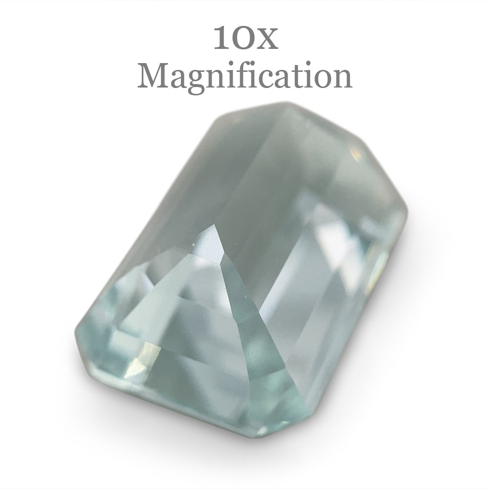 SkyJems 7.8ct Brazilian Aquamarine, very light blue emerald-cut gemstone, natural unheated beryl from Brazil