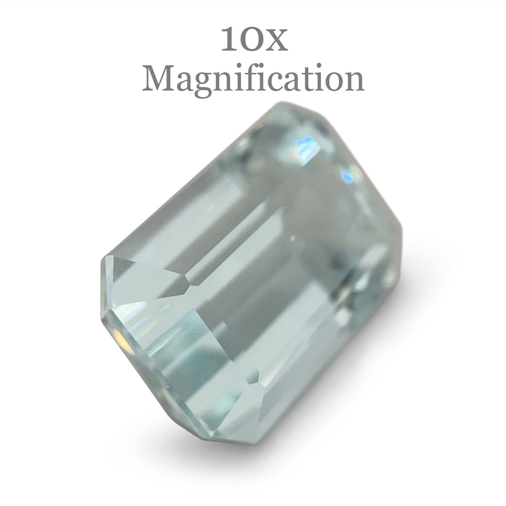 SkyJems 7.8ct Brazilian Aquamarine, very light blue emerald-cut gemstone, natural unheated beryl from Brazil