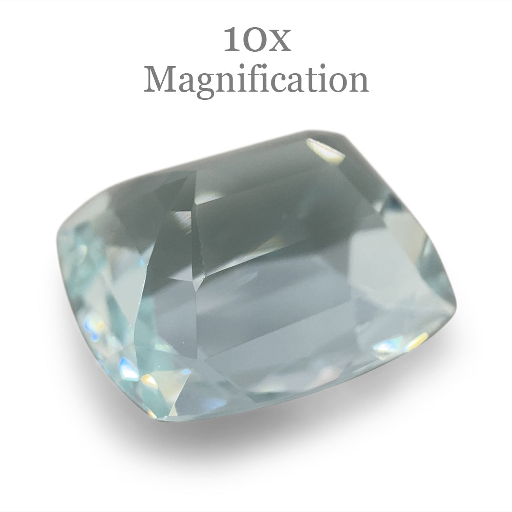 SkyJems 8.65ct Brazilian Cushion-Cut Aquamarine, soft blue-grey beryl gemstone with natural, unheated clarity