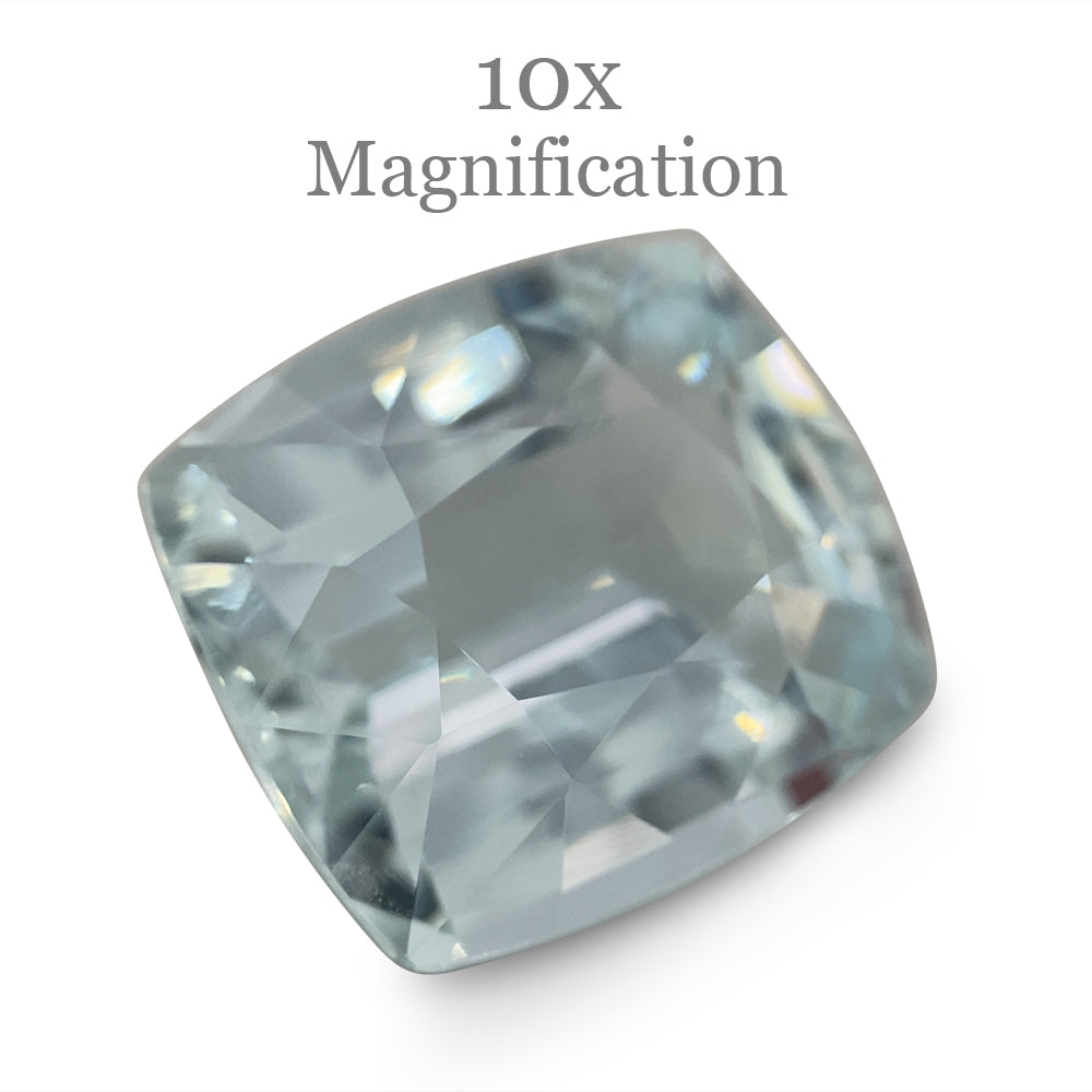 SkyJems 8.65ct Brazilian Cushion-Cut Aquamarine, pale blue beryl gemstone with subtle grey-green undertones