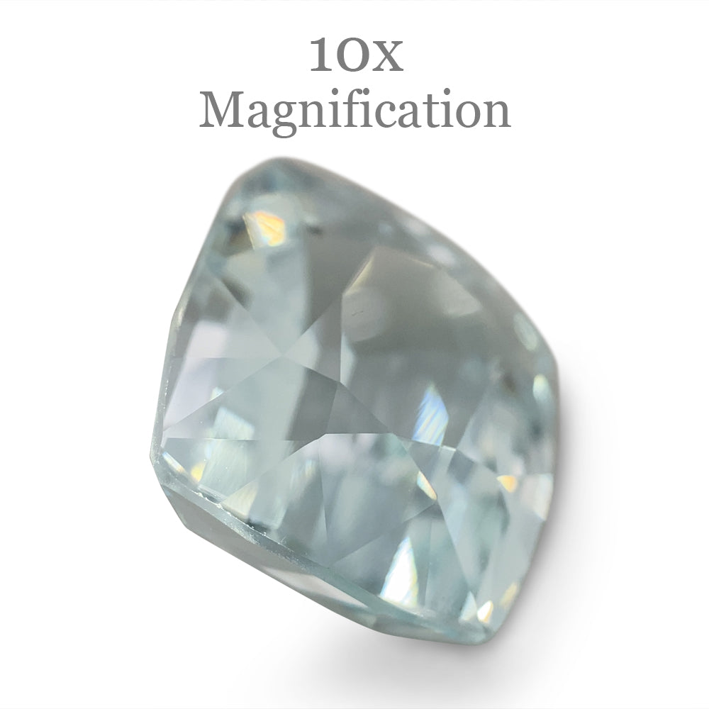SkyJems 8.65ct Brazilian Cushion-Cut Aquamarine, soft blue-grey beryl gemstone with exceptional clarity and brilliance