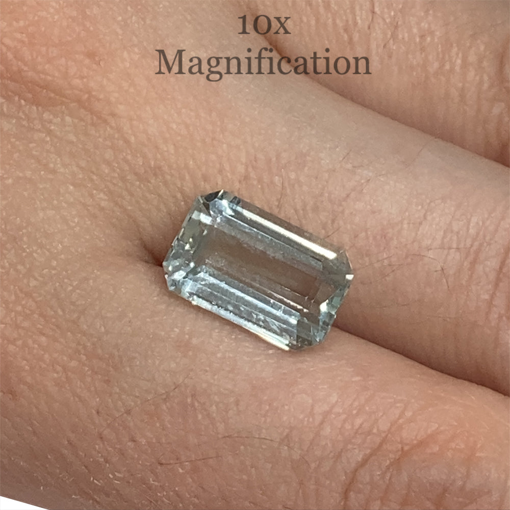 SkyJems 4.84ct Brazilian Aquamarine, pale blue emerald-cut beryl gemstone with soft grey-green undertones
