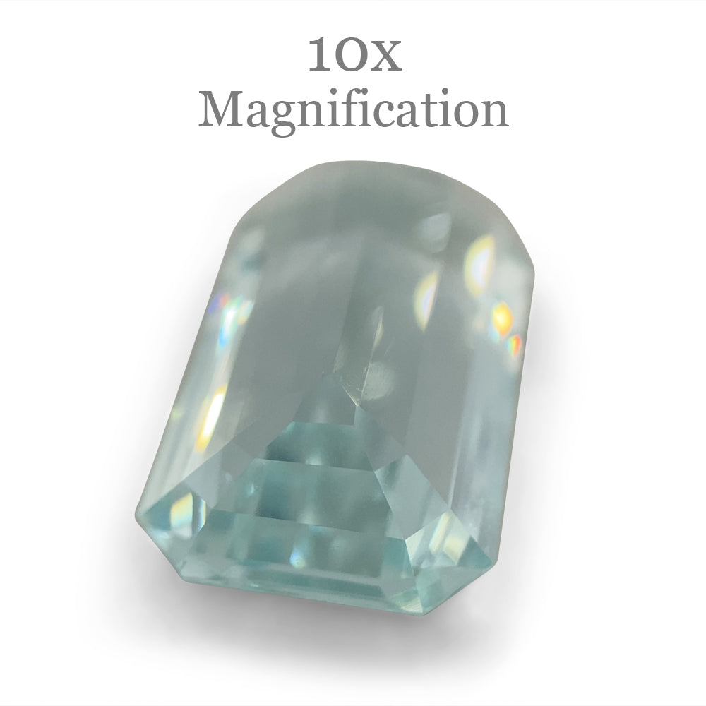 SkyJems 13.18ct Brazilian Aquamarine, vivid blue emerald-cut gemstone with exceptional clarity and brilliance