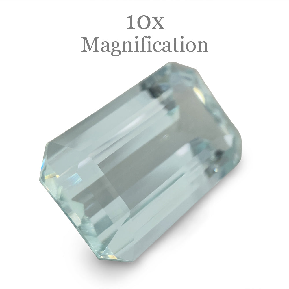 SkyJems 13.18ct Brazilian Aquamarine, vivid blue emerald-cut gemstone with exceptional clarity and brilliance