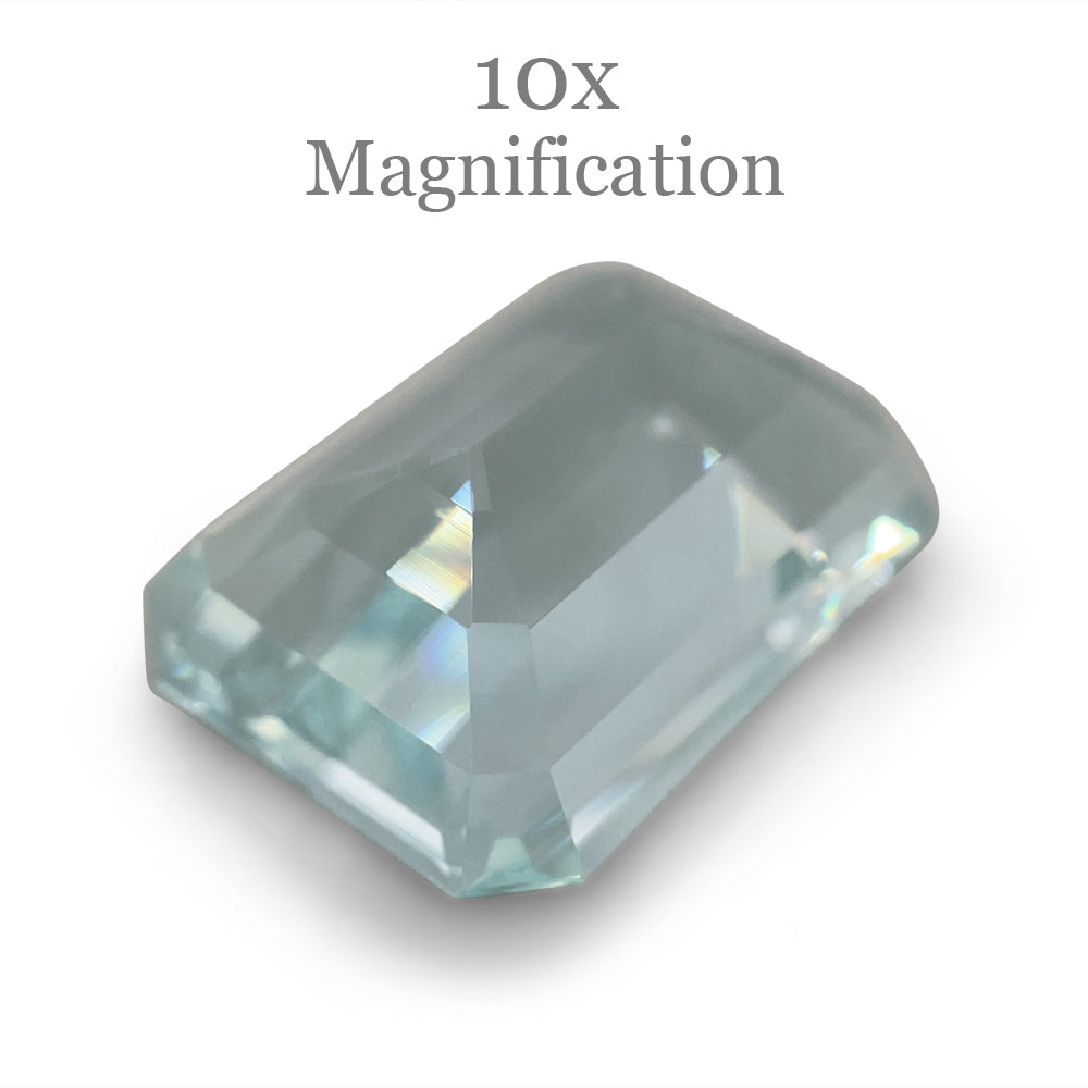 SkyJems 9.29ct Brazilian Aquamarine, light blue emerald-cut beryl gemstone with subtle grey-green undertones