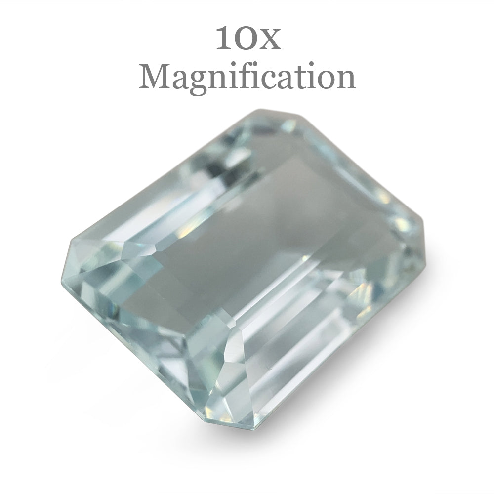 SkyJems 9.29ct Brazilian Aquamarine, light blue emerald-cut gemstone, natural unheated beryl from premium gem collection