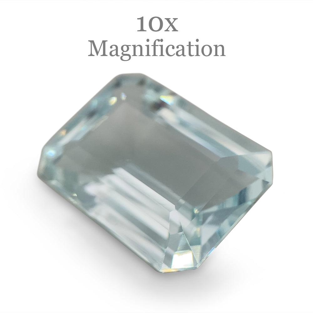 SkyJems 9.29ct Brazilian Aquamarine, light blue emerald-cut gemstone, natural unheated beryl from premium gem collection