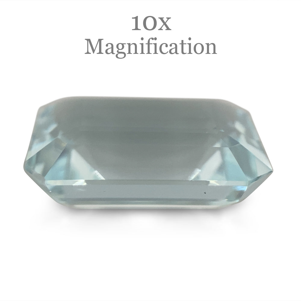 SkyJems 9.29ct Brazilian Aquamarine, light blue emerald-cut beryl gemstone with subtle grey-green undertones