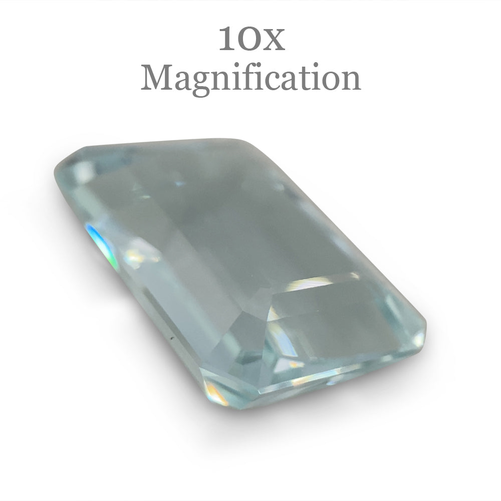 SkyJems 9.29ct Brazilian Aquamarine, light blue emerald-cut gemstone with subtle grey-green undertones