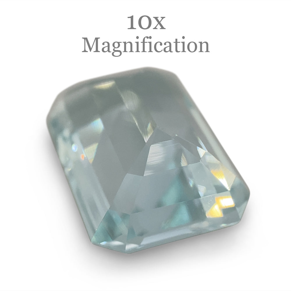 SkyJems 9.29ct Brazilian Aquamarine, light blue emerald-cut gemstone, natural unheated beryl from premium gem collection