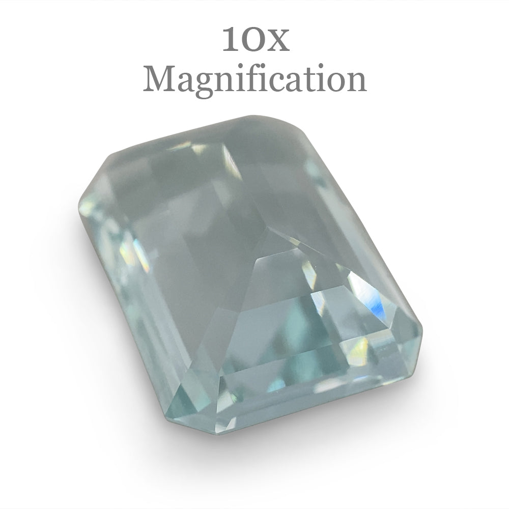 SkyJems 9.29ct Brazilian Aquamarine, light blue emerald-cut gemstone with subtle green undertones, premium loose stone