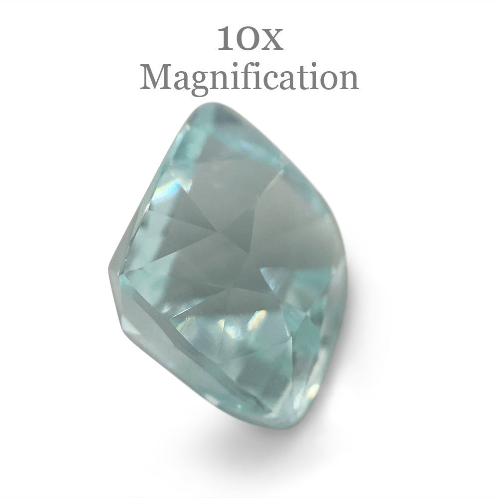 SkyJems 7.49ct Brazilian Cushion-Cut Aquamarine, soft blue-green beryl gemstone with exceptional clarity and light