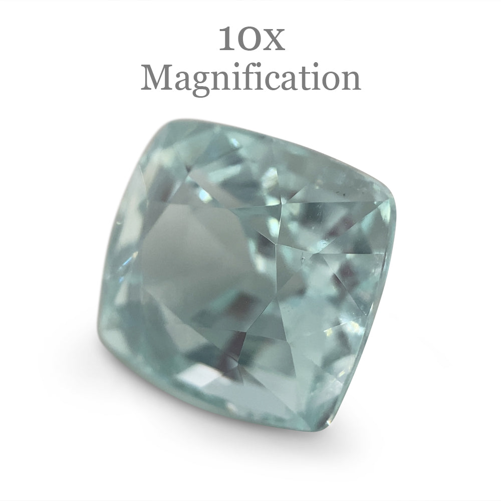SkyJems 7.49ct Brazilian Cushion-Cut Aquamarine, soft blue-green beryl gemstone with exceptional clarity and light