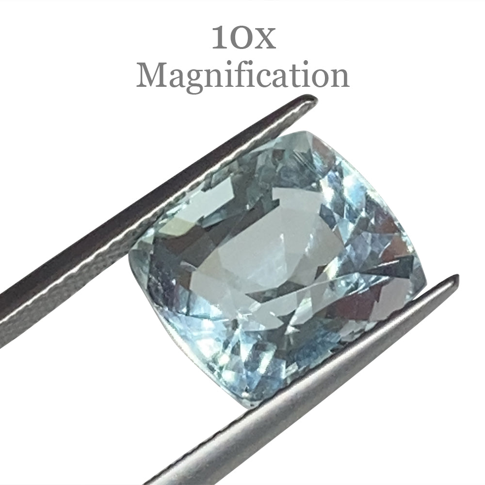 SkyJems 7.49ct Brazilian Cushion-Cut Aquamarine, soft blue-green beryl gemstone with exceptional clarity and light