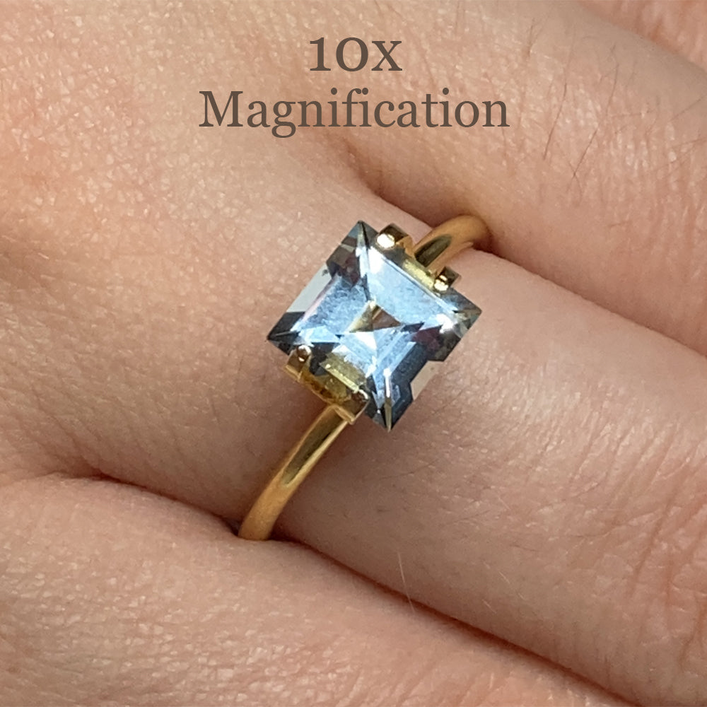 SkyJems 1.58ct Square Brazilian Blue Aquamarine Gemstone, Step Cut Beryl in Soft Azure Hue