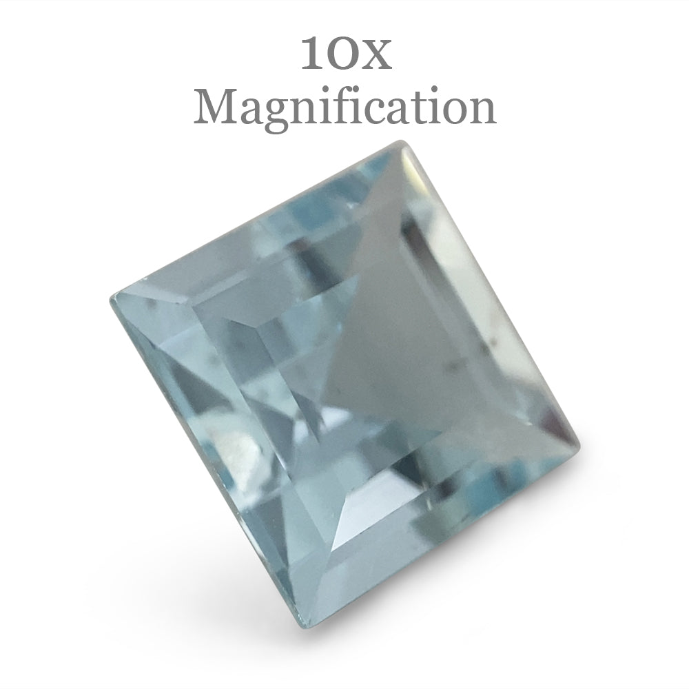 SkyJems 1.58ct Square Blue Aquamarine from Brazil, precision Step Cut gemstone in classic cushion shape
