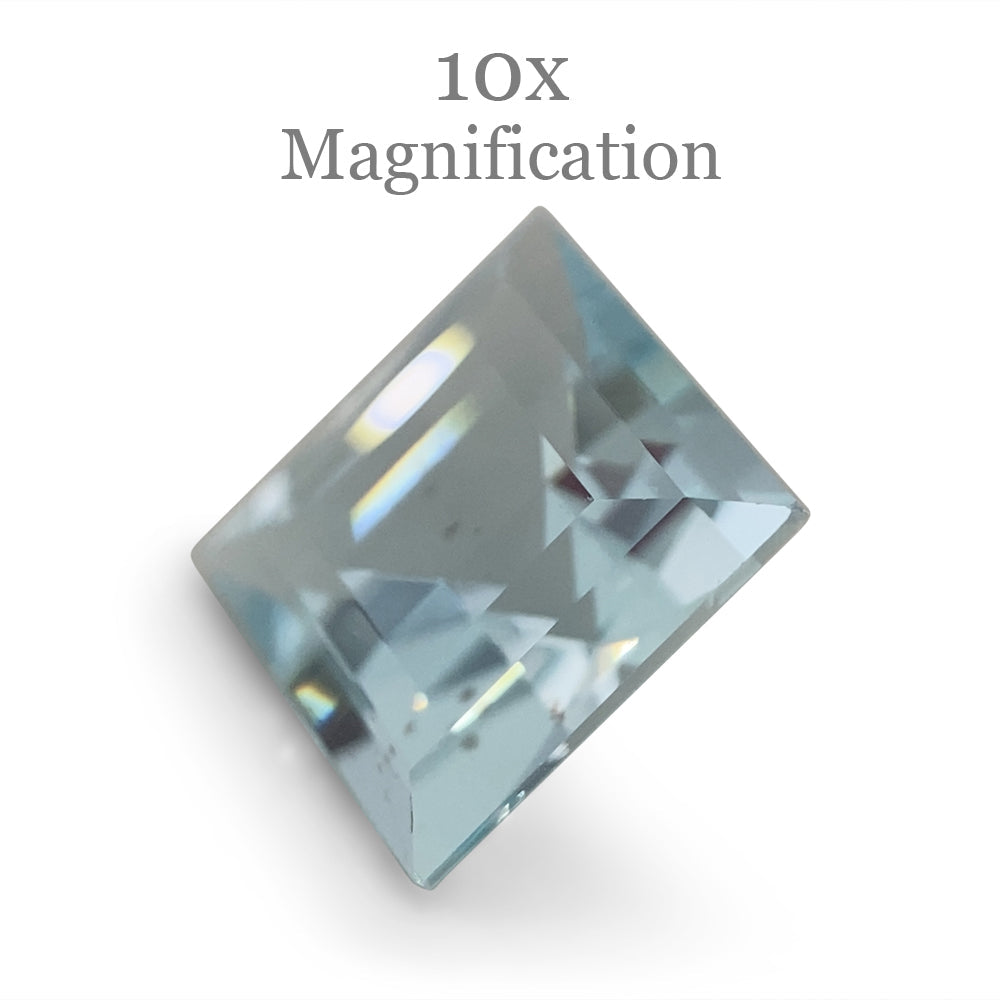 SkyJems 1.58ct square aquamarine from Brazil, vivid blue step-cut gemstone in classic cushion shape, premium loose stone