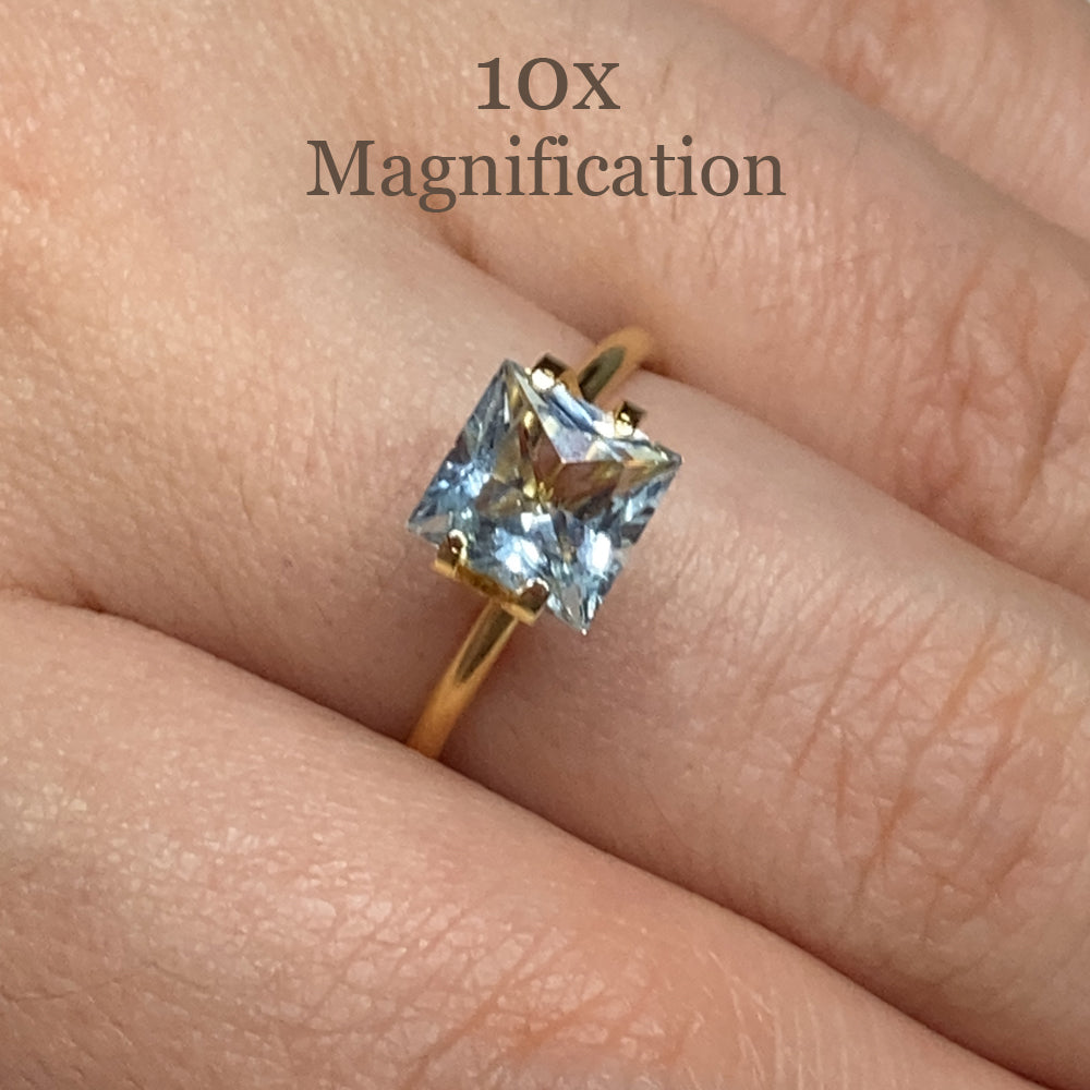 SkyJems 1.53ct Square Brazilian Blue Aquamarine Gemstone - Unheated Step Cut Beryl for Fine Jewelry