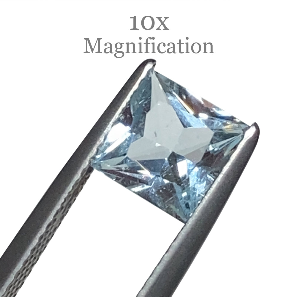 SkyJems 1.53ct Square Blue Aquamarine from Brazil, precision step-cut gemstone in classic cushion shape