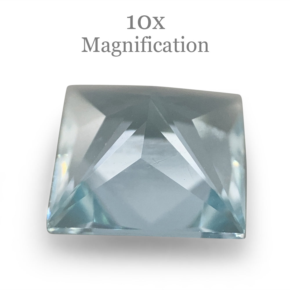 SkyJems 1.53ct Square Brazilian Blue Aquamarine Gemstone, Step Cut Beryl in Cool Azure Hue