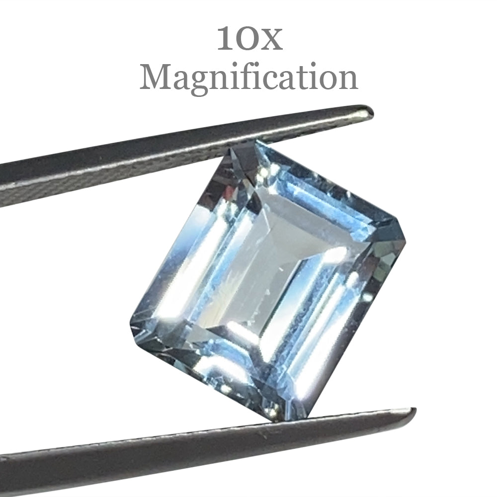 SkyJems 5.45ct Brazilian Blue Aquamarine, emerald-cut gemstone in classic step-cut style, natural unheated beryl