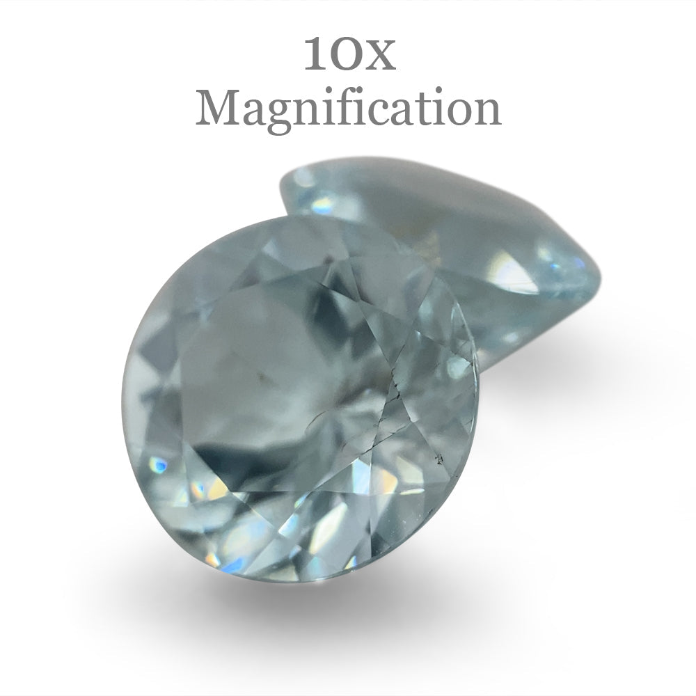 SkyJems 3.36ct Round Blue Aquamarine Pair from Brazil, Mixed Cut Matching Gemstones for Fine Jewelry