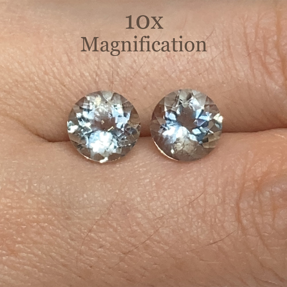 SkyJems 3.36ct Round Blue Aquamarine Pair from Brazil, Mixed Cut Matching Gemstones for Fine Jewelry