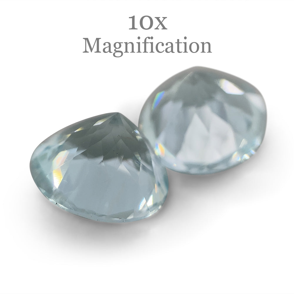 SkyJems 3.36ct Round Blue Aquamarine Pair from Brazil, Mixed Cut Matching Gemstones for Fine Jewelry