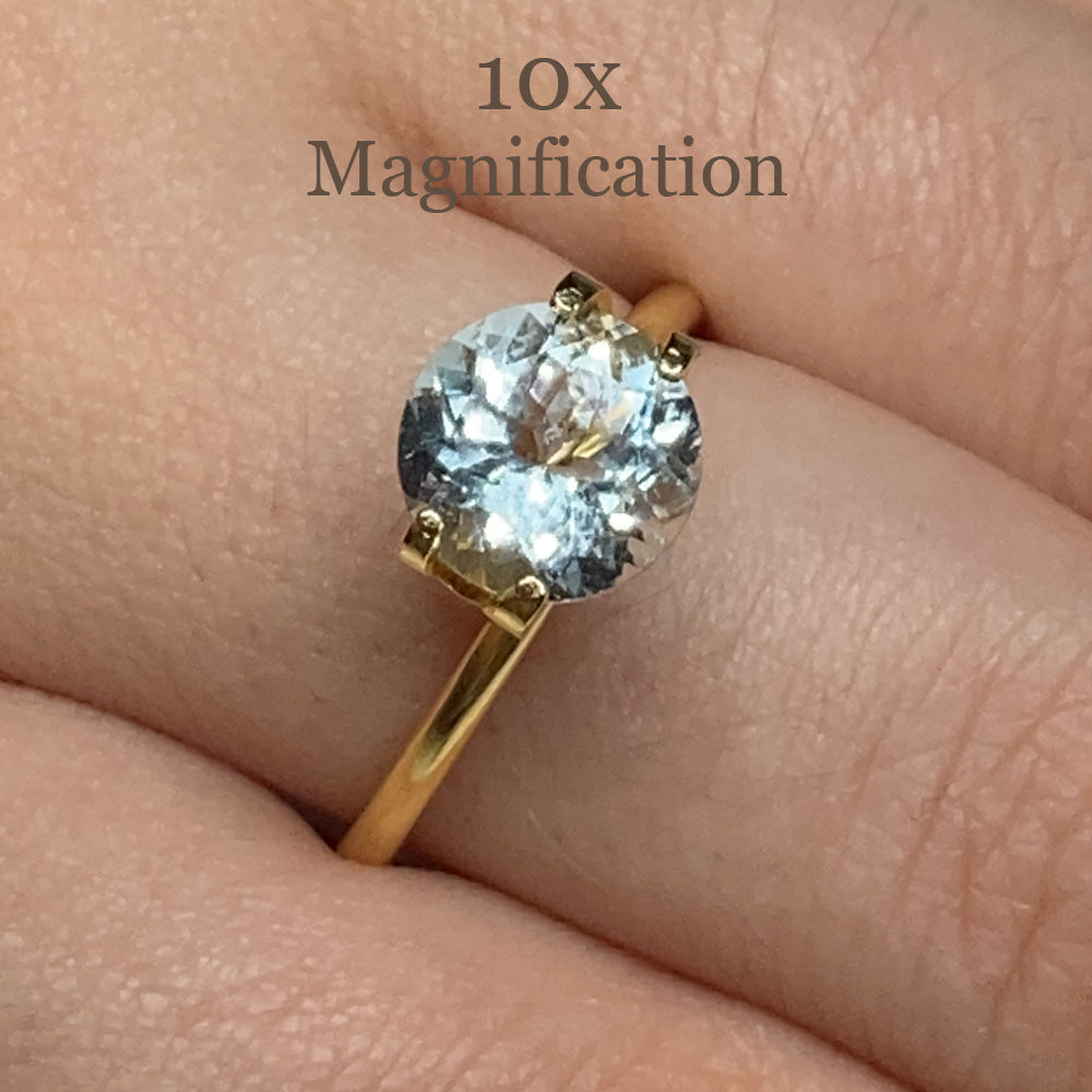 SkyJems 1.72ct Round Blue Aquamarine from Brazil, Mixed Cut Beryl Gemstone in Soft Azure Hue