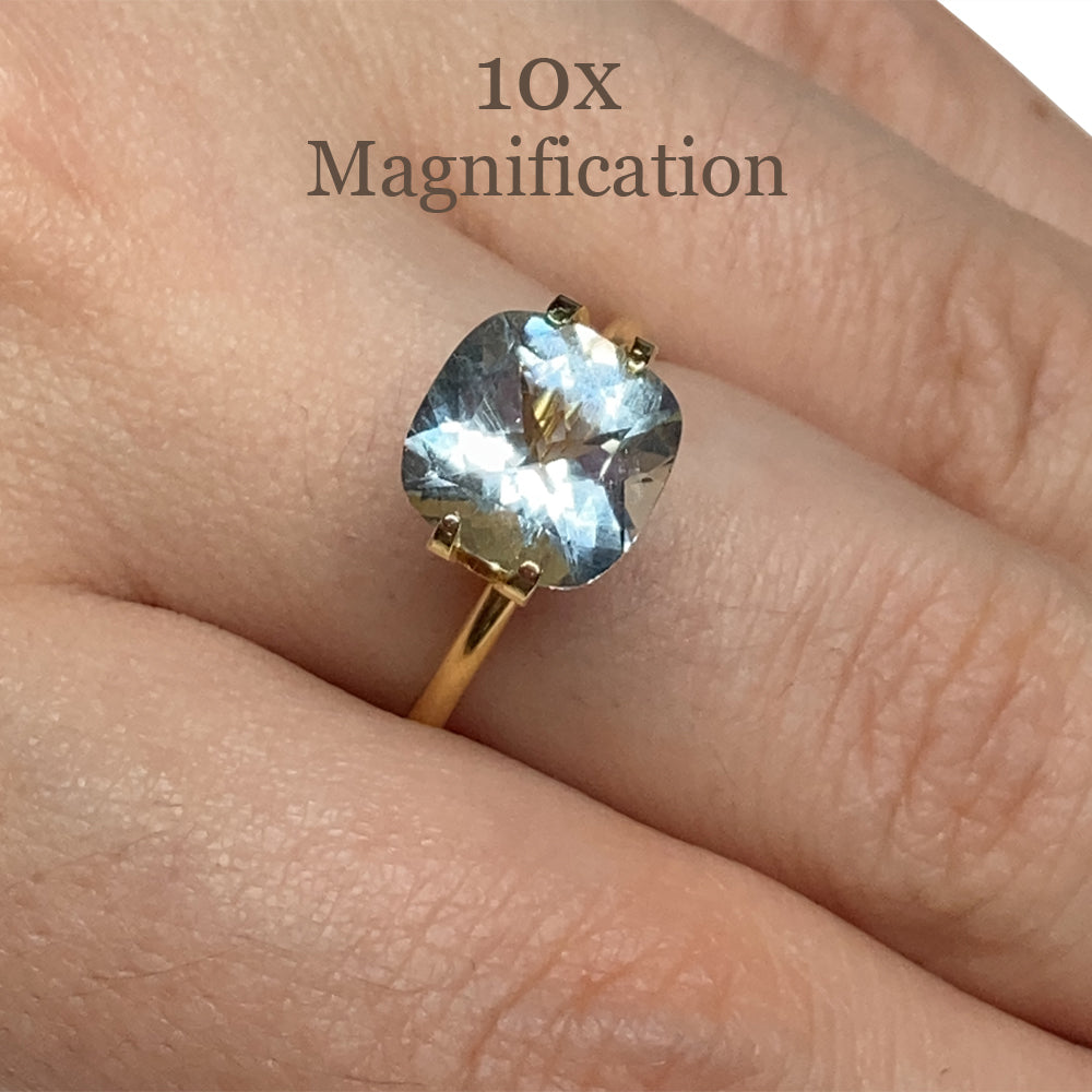 SkyJems 2.66ct Brazilian Blue Cushion Aquamarine - Unheated Natural Beryl Gemstone from Premium Canadian Collection