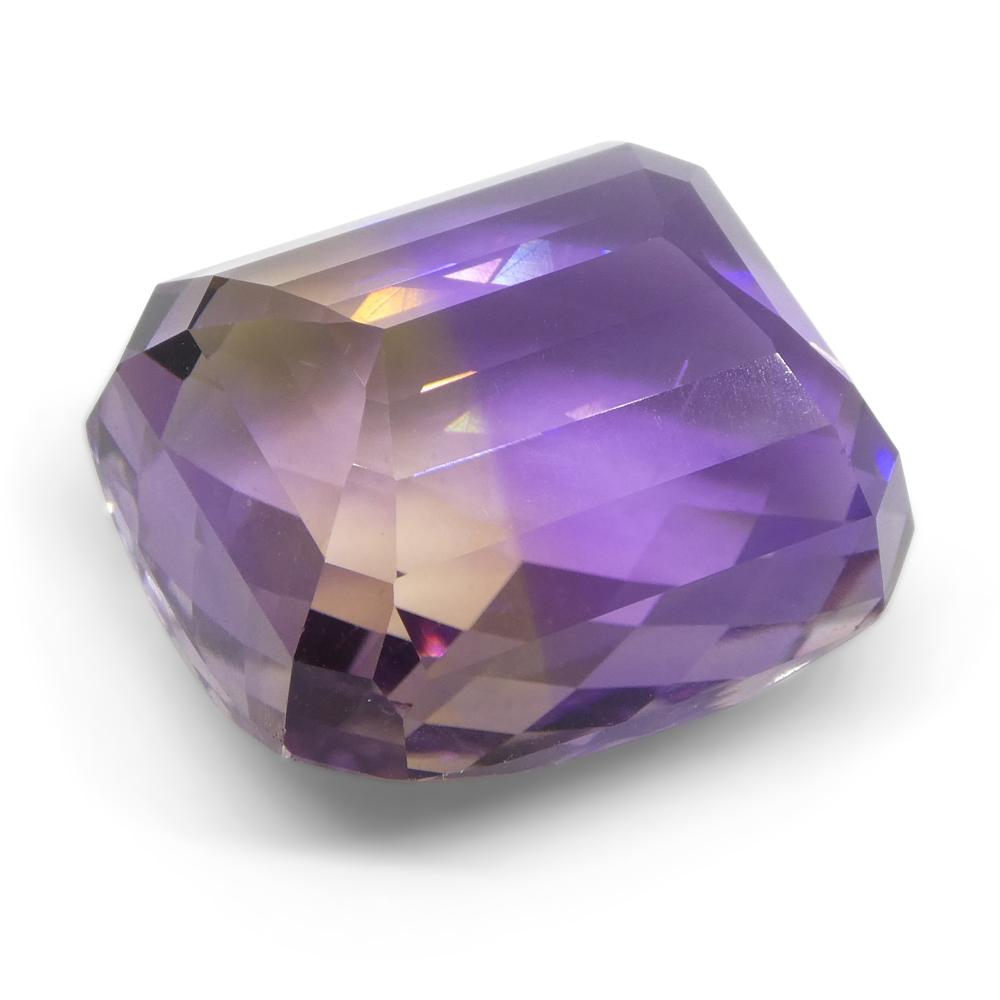 SkyJems rare 31.72 ct Bolivian ametrine, cushion checkerboard cut with vibrant yellow and purple bicolor gemstone