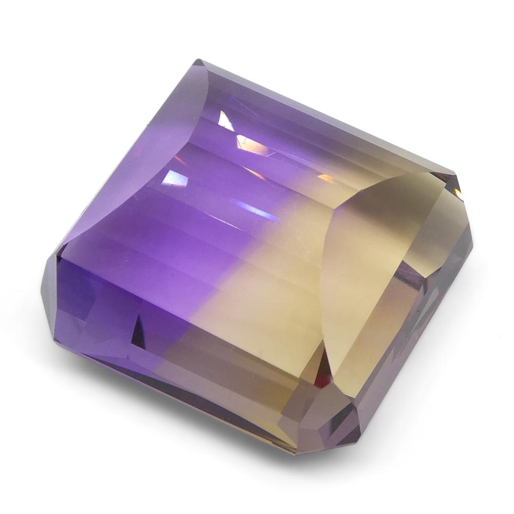 35.21 ct Rare Bolivian Ametrine Gemstone, Yellow and Purple Quartz, Square Step Cut by SkyJems
