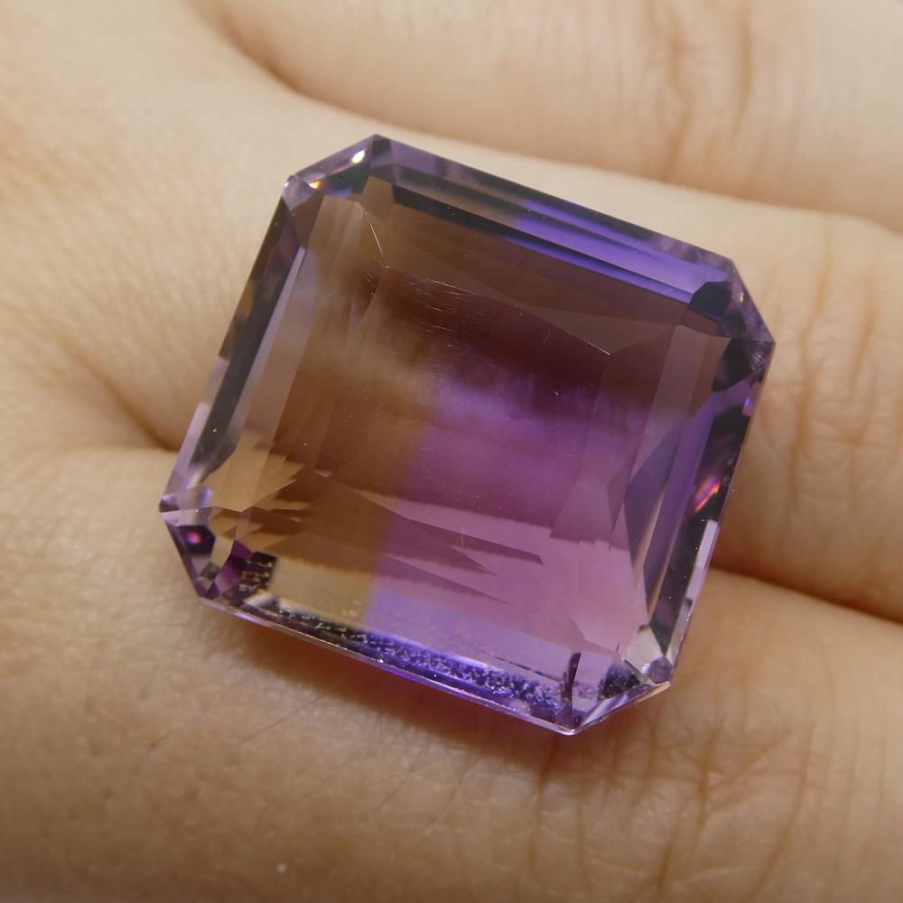 39.25 ct Square Ametrine from Bolivia, rare yellow and purple bicolor quartz gemstone by SkyJems Canadian gem specialists