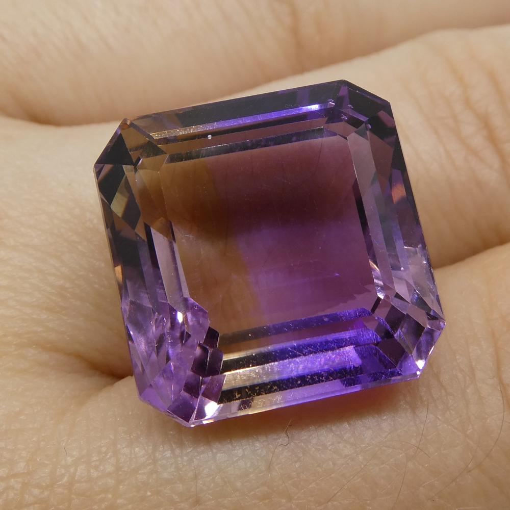 26.55 ct Square Ametrine from Bolivia, rare yellow and purple bicolor quartz gem by SkyJems Canadian gemstone experts