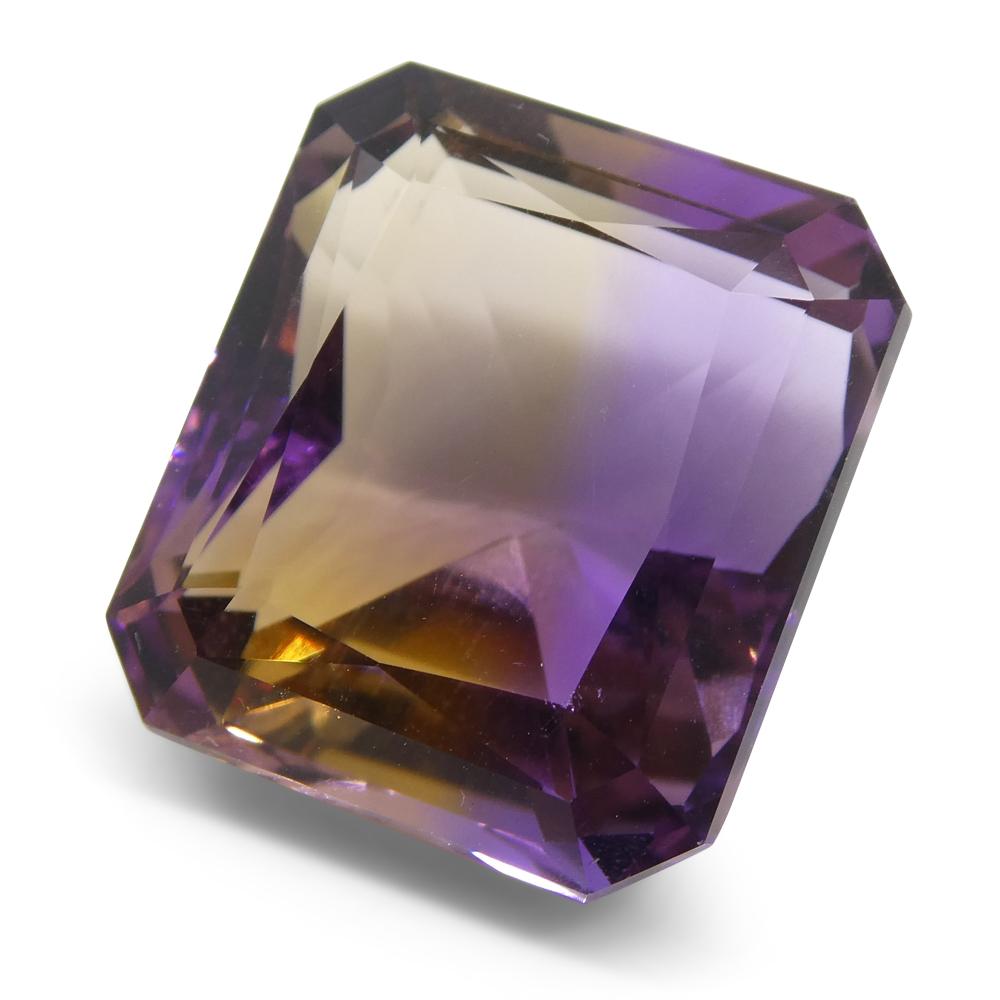 26.35 ct Square Ametrine from Bolivia, rare yellow and purple bicolor quartz gem by SkyJems Canadian gemstone experts
