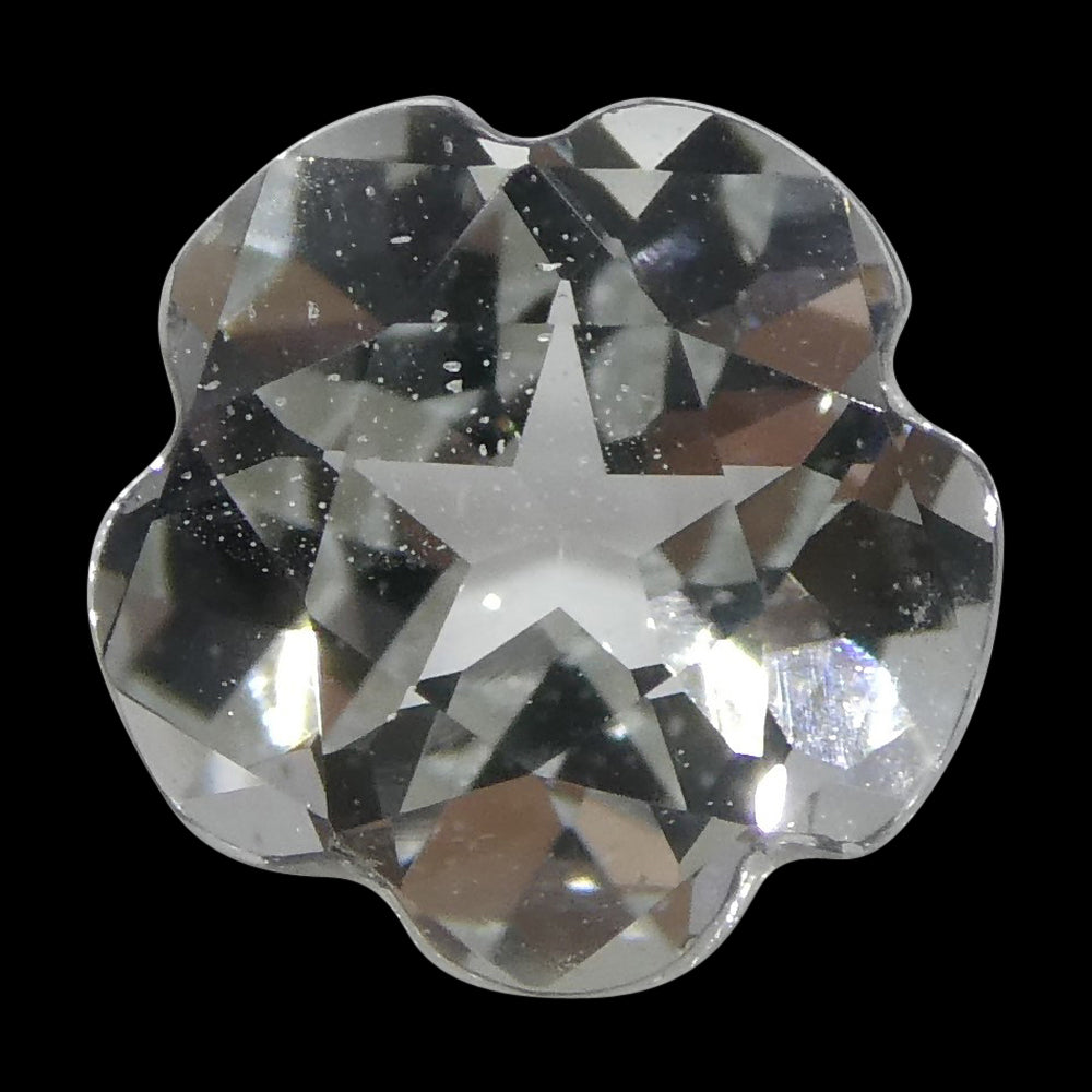 1.41ct White Sapphire Flower from Sri Lanka, cushion mixed cut gemstone by SkyJems Canadian gem specialists