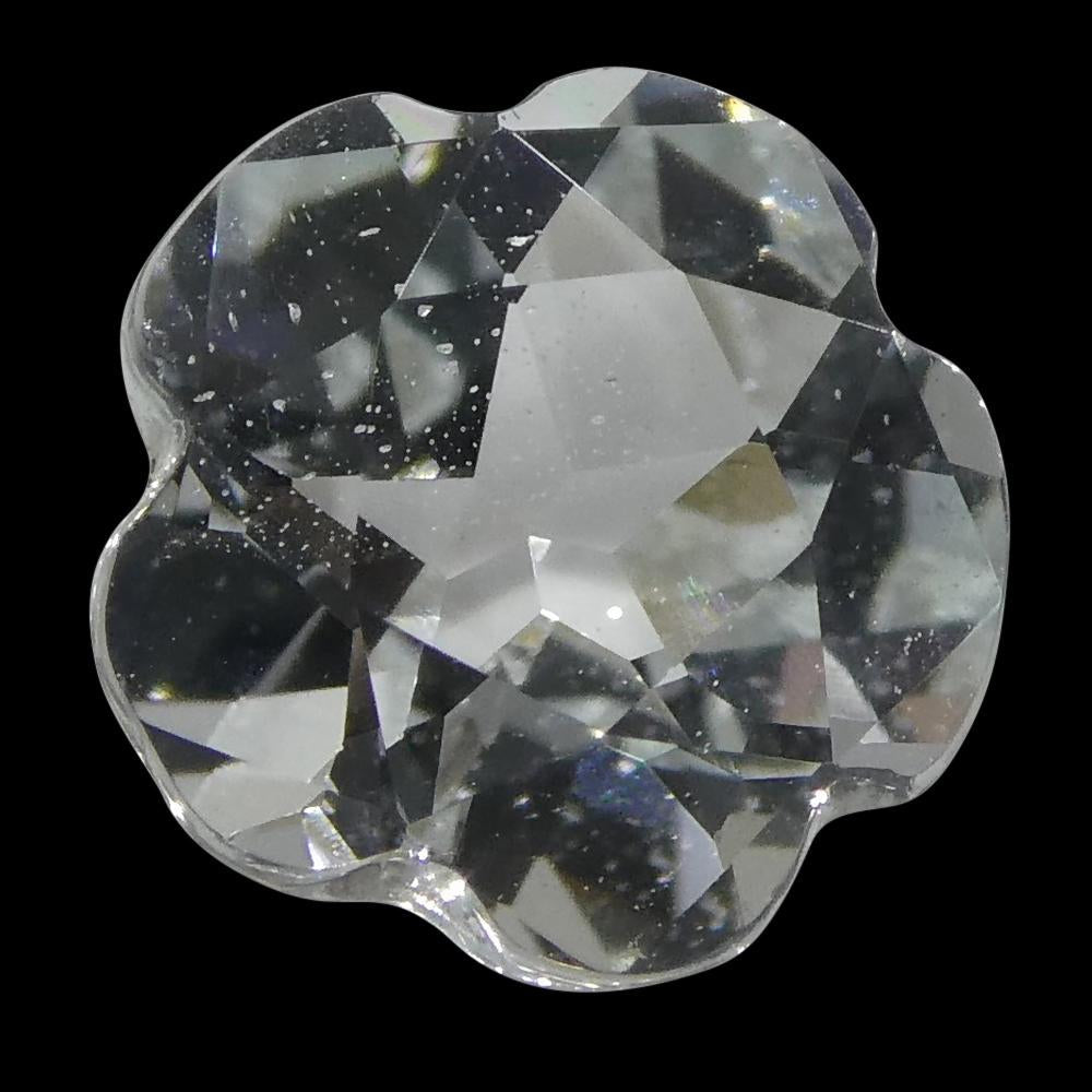 1.41ct White Sapphire Flower from Sri Lanka, cushion mixed cut gemstone by SkyJems Canadian gem specialists
