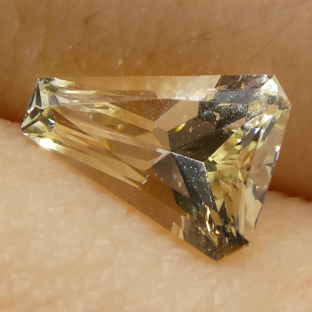 0.85ct Yellow Sapphire Cut Corner Trillion from Sri Lanka, premium unheated gem by SkyJems Canadian gemstone experts