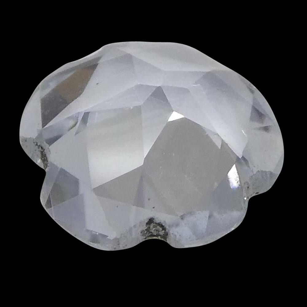 0.57ct White Sapphire Flower from Sri Lanka, cushion mixed cut gemstone by SkyJems Canadian gem specialists