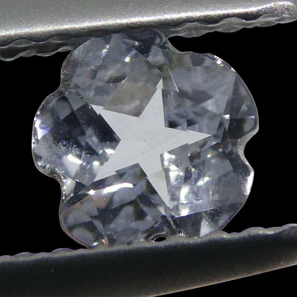 0.57ct White Sapphire Flower from Sri Lanka, cushion mixed cut gemstone by SkyJems Canadian gem specialists
