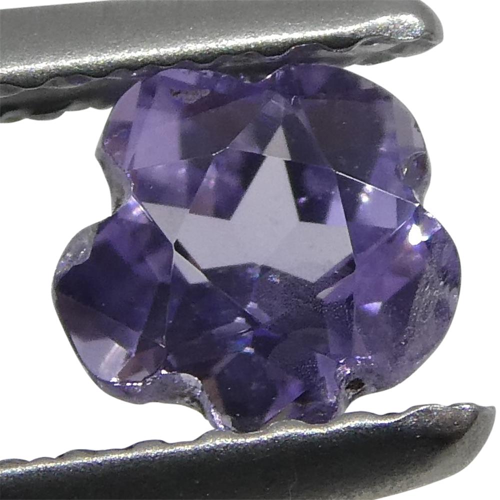 0.65ct Violet Cushion-Cut Sapphire from Sri Lanka, Mixed Brilliant Flower Design by SkyJems Canadian Gemstones