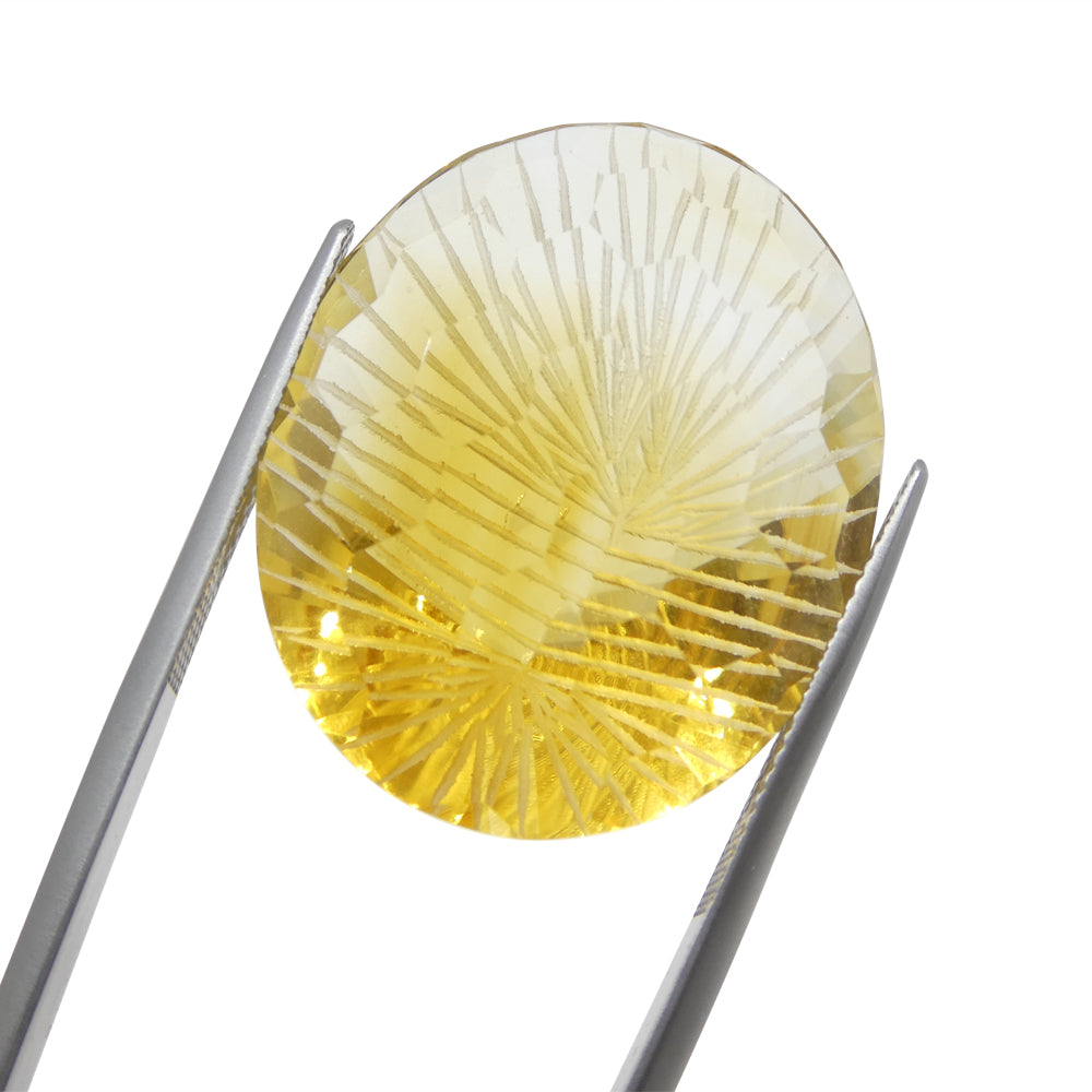 48.23 carat Brazilian yellow honeycomb starburst citrine oval gemstone from SkyJems, brilliant-cut premium quartz specimen