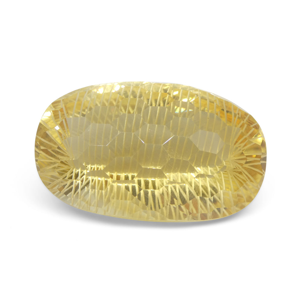 SkyJems 54.36ct Brazilian Yellow Honeycomb Starburst Citrine, brilliant oval gemstone with vibrant golden hue