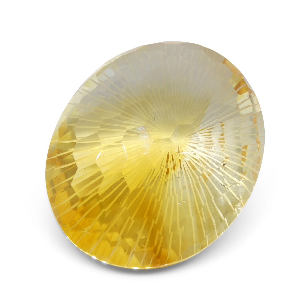 Large 100.69ct Brazilian Yellow Citrine Oval Honeycomb Starburst Gemstone from SkyJems Canadian Gem Specialists
