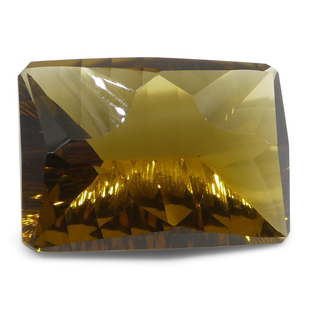 SkyJems 25.83ct Brazilian Citrine, Emerald Cut Fantasy Gem in Vibrant Orange-Yellow, Collector's Rare Quartz Stone
