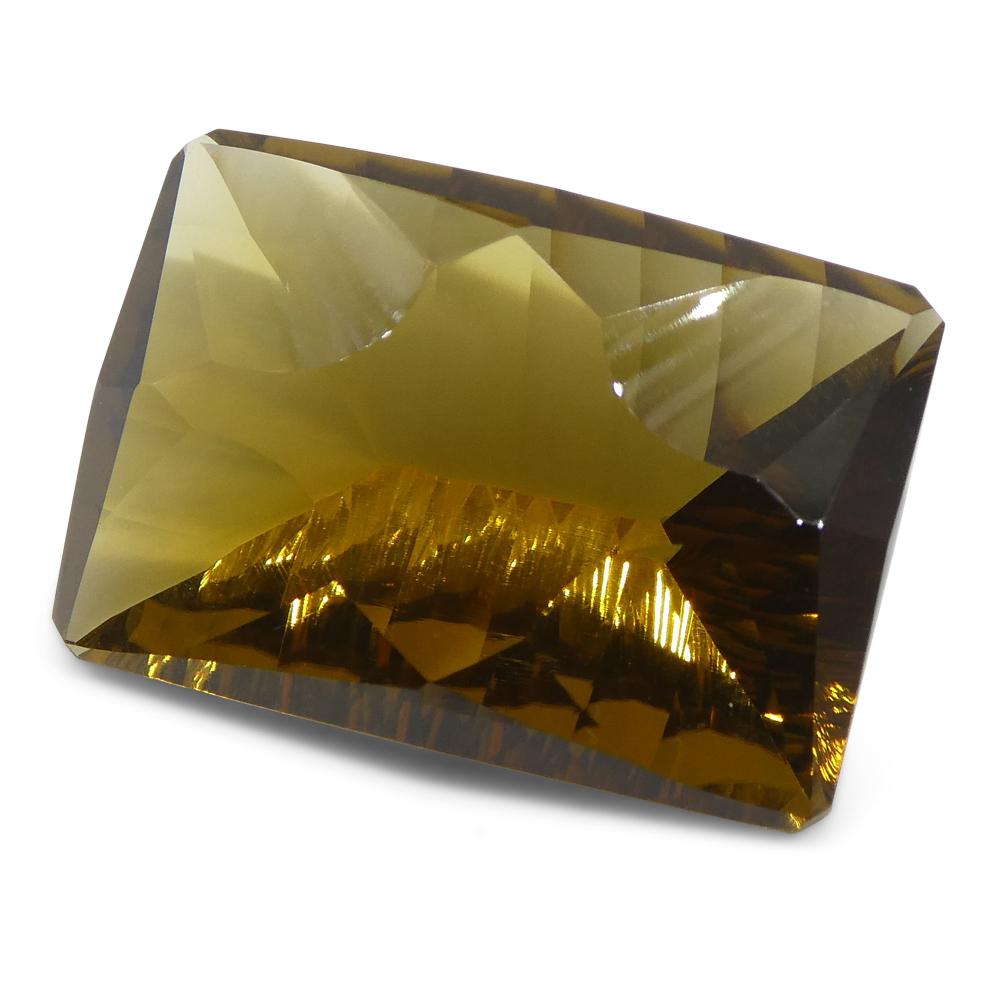 SkyJems 25.83ct Brazilian Citrine, Emerald Cut Fantasy Gem in Vibrant Orange-Yellow, Collector's Rare Quartz Stone