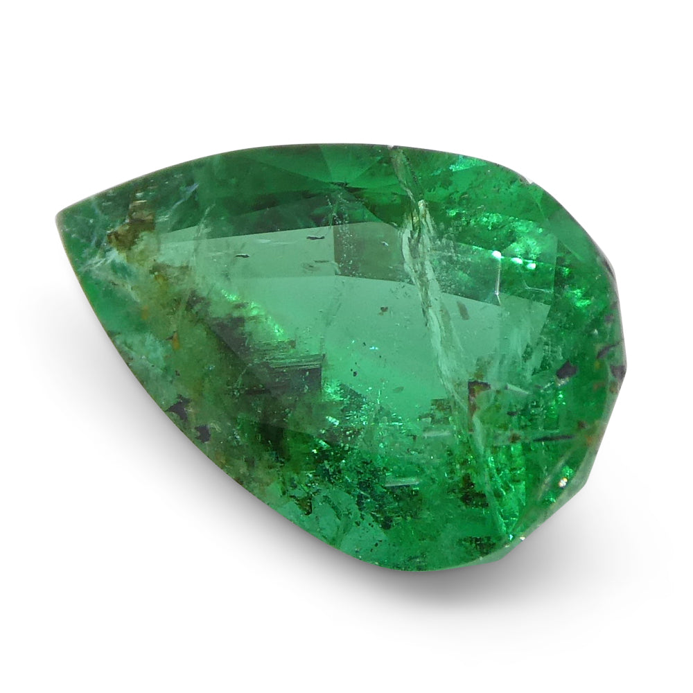 1.49ct Pear Green Zambian Emerald, premium Step Cut gemstone from SkyJems' rare colored stone collection