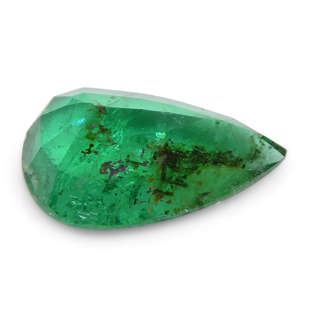 1.49ct Pear Green Emerald from Zambia, premium Zambian gemstone by SkyJems, rare step-cut beryl in rich forest green
